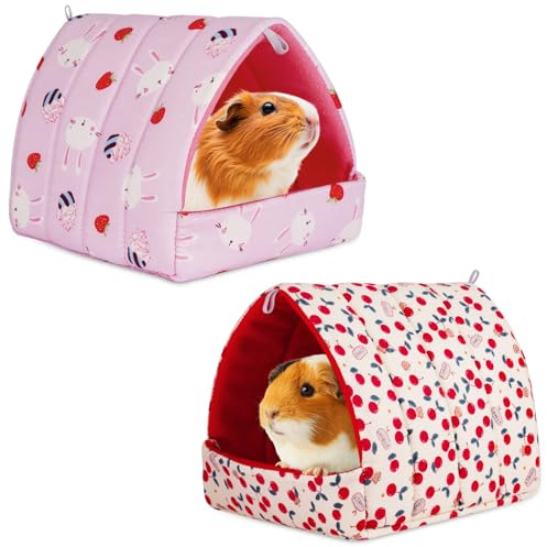 HOTUT Cama Cobayas Invierno, 2 Piezas Pequeños Portátil Casa de Invierno de Peluche, Calidez Conejo Enano Animales Pequeños Casas, Cueva para Hámster, Cobaya, Chinchilla, Ardilla, Erizo
