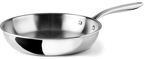 LACOR - 60852 - Poêle à Frire Trichef, 22 cm, Acier Inoxydable 18/10 et Aluminium Trois Couches, Poignée Ergonomique en Fonte D’acier, Convient pour L’induction, le Four et le Lave-vaisselle