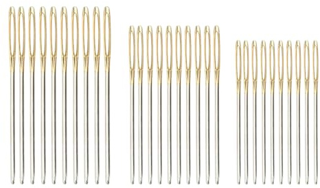 30 Pcs Cross Stitch Needles Set Sizes 22 24 26 Gold Tail Embroidery Tapestry Needle Large-Eye Yarn Knitting Needles Sewing Needles