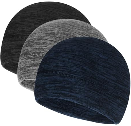 GYIOFAI Confezione da 3 cappelli da uomo con teschio, in pile termico invernale, da corsa, con copriorecchie, fodera elastica per casco per donne e uomini, per ciclismo, corsa, sonno, 3 colori