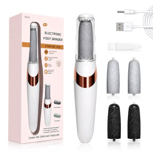 Electric Callus Remover for Feet, Electric Foot File Hard Skin Remover, Pedicure Tools Kits with 4 Brush Heads, for Treating Dry Cracked Heels, Calluses and Dead Skin