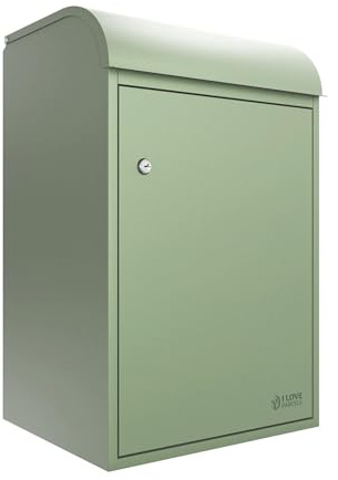 iLoveParcels Fulham Premium Large Parcel Drop Box. Waterproof Safe & Secure Delivery parcel box outdoor, Delivery Box, Post & Letterbox With Anti Theft Key Lock Mounted To Wall Pale Green RAL 6021