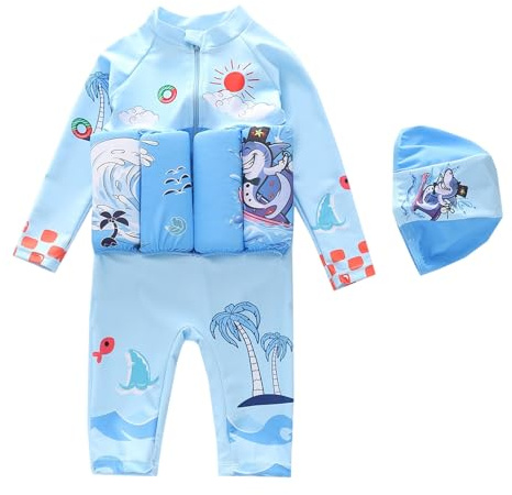VIYUANH Bébé Fille et Garçon Combinaison Flottante Protection Solaire UV Costume de Bain Piscine Plage Enfant Imprimé à Manches Courtes Combinaison de Surf Rash Guard 4-8 Ans