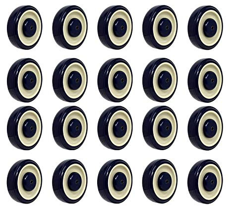 SYRATION 5 20 Pack Polyurethane Stepped and Full Tread Face w/Double Ball Bearing Shopping Cart Wheel 5000 lbs Total Capacity (5 inches Pack of 20, Dark Blue Beige Stepped Face)