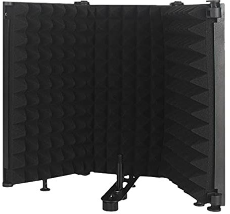 aislamiento micrófono, equipo reducción ruido a prueba sonido, aislamiento profesional plegable, apto para grabación profesional vocal/acústica y podcast grabación.