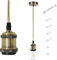 MIKOWEN E27 Vintage Ceiling Pendant Light Fitting Modern Retro Industrial Style E27 Base Brass Lamp Holder Pendant Set[Energy Class A+] (Antique Brass)