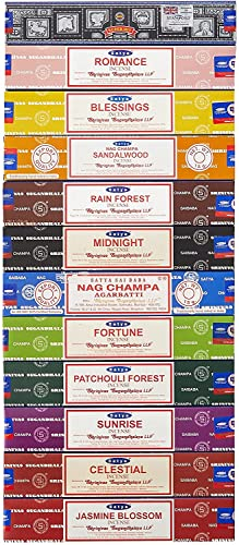 Assortimento di incensi Satya - Pack Eastern Mysticism - 12 confezioni da 15 g - Totale 180 g - Ideale per aromaterapia, meditazione, yoga