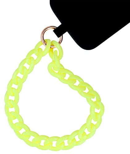 Armband + telefonadapter [modetillbehör]. Handhängen för mobiltelefon och tillbehör. [Färgad mobilkedja]. Kompatibel med nästan alla telefonmodeller (pastellgul)