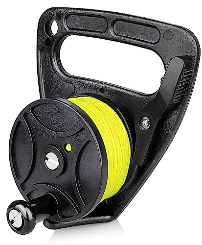 Seafard Compact 150ft Scuba Dive Reel Kayak Anchor with Thumb Stopper for Safety Underwater Diving Snorkeling Black