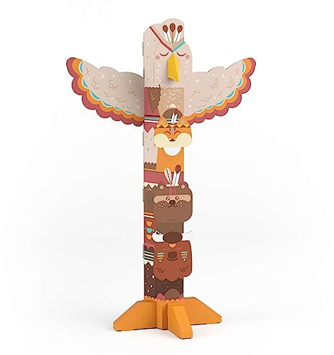 FOLDZILLA XXL Wurfspiel Totem aus Pappe für Kinder 1,77m hoch - Geschicklichkeitsspiel Bewegungsspiel Totempfahl Ethno Tiere