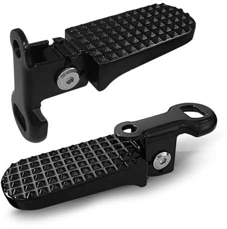 Aresvns 1 Pair Bike Rear Pedals, 11x4cm Aluminium Alloy Anti-Skid Folding Foot Rest Stunt Pegs Rear Feet Pedals for Mountain Bike E-Bike Motorcycle (Black)