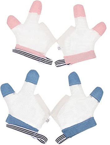 ANDRESLAD 2paare Daumenlutschen-handschuhe Schutz-handschuhe Für Zuhause Und Draußen Hautfreundliches Gewebe Atmungsaktiv Leicht Zu Reinigen