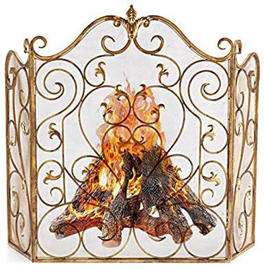 Fireplace Safety Screen 3 Panel Cover Doors Folding Double Door Fireplace Screen Sturdy Safety Fireplace Fence