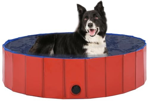 Nqyjm Hundpool vikbar röd 120 x 30 cm PVC för katt hund