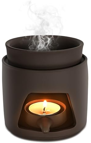NUTKIT Lampara Aromática de Verámica, Quemador de Aceites Esenciales de Cerámica Púrpura Noir, para Esencias y Ceras, Quemador Aceites Esenciales para Leer Yoga Living Room