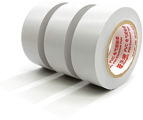YTBUBOR Isolierband 3 Rollen, 25 mm x 15 m Weiß, PVC Klebeband Wasserdicht Selbstklebend für Kabelisolierung, Bündelung und Reparatur - Elektriker Klebeband