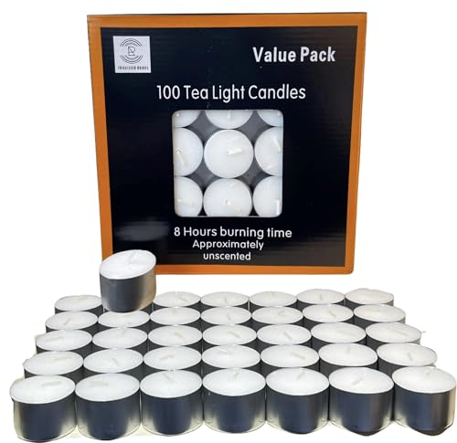 Requisite Needs Tea Light Candles 8 Hour Burn Time White Unscented (Pack of 100)