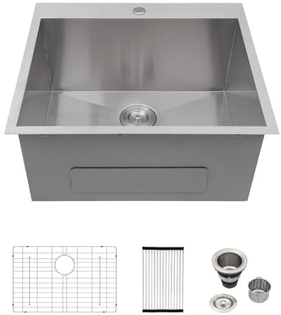 Logmey 25x22 Drop in Laundry Sink 25 Inch Laundry Room 12 Deep Sinks Handmade 16 Gauge Heavy Duty Stainless Steel Large Capacity Utility Washing Tub for Home & Commercial Use
