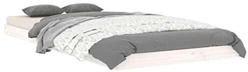 vidaXL Massivholzbett Einzelbett Bettgestell Bett Holzbett Bettrahmen Lattenrost Schlafzimmerbett Schlafzimmermöbel Weiß 90x200cm Kiefer