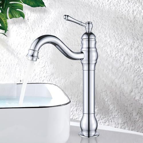 Namuoto Miscelatore Bagno Alto Rotazione di 360 ° Rubinetto Bagno Lavabo Alto per Il Bagno Manico Singolo, Cromo