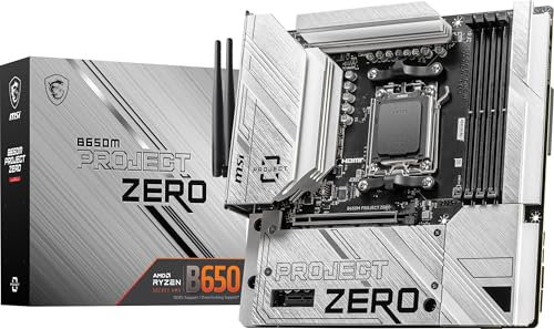MSI B650M Project Zero - Placa base para juegos (procesadores AMD Ryzen serie 8000/7000, AM5, DDR5, PCIe 4.0, ranura M.2, SATA 6Gb/s, USB 3.2 Gen 2, HDMI/DP, Wi-Fi 6E, Bluetooth 5.3, LAN de 2.5 Gbps