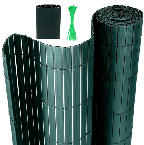 Izrielar Esterilla de protección visual de PVC con bridas, protección visual, resistente a la intemperie, para jardín, balcón y terraza, refuerzo de 4 pesos, valla de protección visual, resistente a