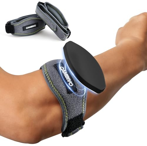 CAMBIVO Tennis Elbow Support Strap, 2-Pack Tennis & Golfers Elbow Support for Men and Women, Adjustable Straps with Compression Pad and Elbow Pain Relief (Dark Grey)