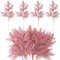 MWOOT 16 Piezas Ramas de Pino Artificiales con Purpurina, Falsas Agujas de Pino Navidad Rosa, Púas de Vegetación para DIY Manualidades Guirnalda Árbol de Navidad Mesa Decoración del Hogar y Jardín