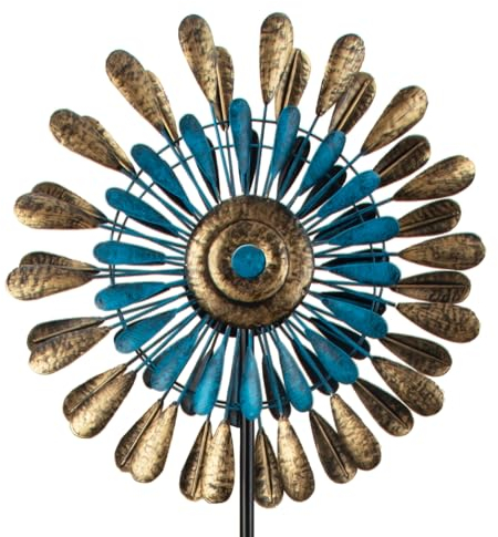 Moulin à vent multicolore en métal pour jardin - Hauteur : 160 cm - Diamètre : 40 cm