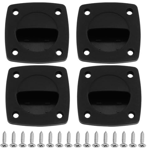 eMagTech 4pcs Manijas de Tracción Marinas Al RAS 58,5 x 58,5 x 20 mm Manija Cuadrada de Nailon Negro con 16 Tornillos para Muebles Yates Lanchas Accesorios para Barcos