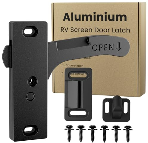 Safoner Aluminum RV Screen Door Latch Right Handle Replacement Kit for Travel Trailer, Camper, Motorhome- RV Accessories for Inside