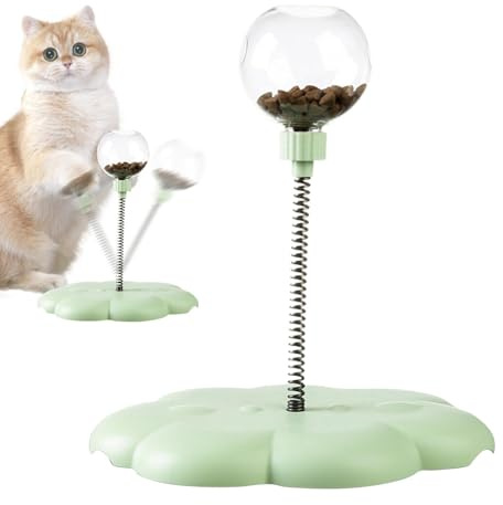 Jouet à alimentation lente pour chat - Jouet de balle anti-fuite amovible avec barre de printemps, distributeur de friandises pour animaux de compagnie amusants, boule de fuite