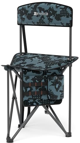X Strike Fishing Chair Portable up to 300 lbs,Tripod Fishing Stool with Backrest Cup Holder, Folding Hunting Chair for Outdoor, Camping, Hunting