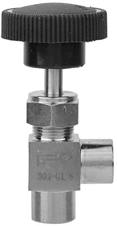 QANYEGN 304 Rostfritt stål vinkelstopp, BSPP invändig gänga nålventil, högtrycksstoppventil för vatten gas olja bränsletransmissionskontroll (Black handle 1/4 inner wire)