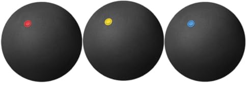 POPETPOP Lot de 3 Balles D’entraînement de Racquetball en Caoutchouc Rebondissantes, Points Uniques Jaune, Bleu et Rouge, Adaptées à L’entraînement Intérieur et Extérieur, Haute Durabilité