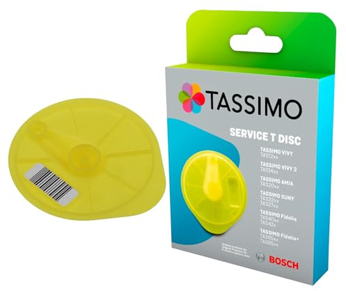 SomosTrade Tassimo Original Bosch Service T Disc Gelb Ersatzteil 17001490 Reinigungsscheibe für Entkalkung und Reinigung, Kompatibel mit Tassimo Style, Happy, Vivy, Suny, My Way, Fidelia, Amia und Cad