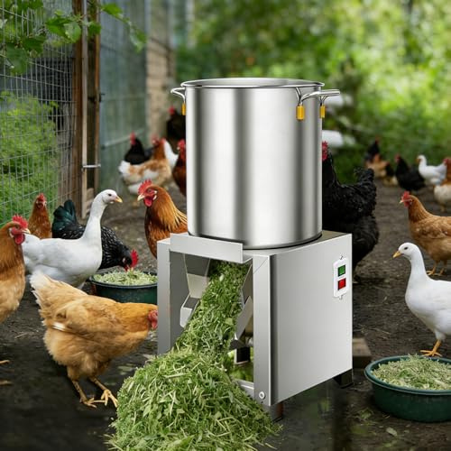 Elektrisk Kommersiell Grönsakshackare, Stordjursmatbearbetningsmaskin, Rostfritt Stål, Med 30 Cm Inmatningsinlopp Och 16,5 Cm Utlopp, 50-200 Kg/H Utgång 1800W