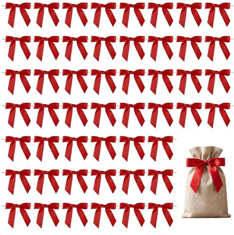 Cloxtralon Lot de 50 Petits Nœuds Rouges, décoratifs Petits et élégants, Parfaits pour Les décorations de Noël, Mariages, Emballage de Cadeaux, Anniversaires et événements spéciaux