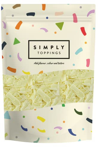 Simply White Chocolate Flakes, Chocolate Sprinkles for Cake Decoration, Ice Cream, Frappes, Milkshakes & Hot Chocolate Toppings, Suitable for Vegetarians (300g)