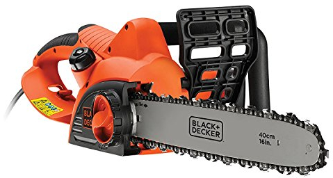 BLACK+DECKER Tronçonneuse Filaire 2000W, Tronçonneuse Electrique 40 cm avec Vitesse 12,5 m/s, Réservoir de 150 ml et Interrupteur Double Commande, Tendeur de Chaine Sans Outil, CS2040-QS