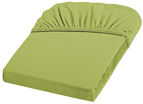 Dream Art 1123 Jersey Stretch Spannbetttuch (95% Baumwolle und 5% Elasthan), mit Rumdumgummizug, Ökotex Standard 100, ideal für Matratzen bis 25 cm Höhe, 100 x 200 cm, apfelgrün