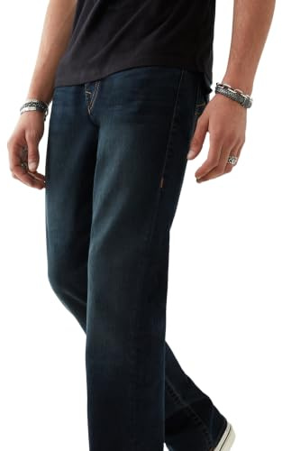 True Religion Ricky Jeans a Gamba Dritta con Tasca Posteriore con Patta, Ultima Chiamata, W38 / L32 Uomo