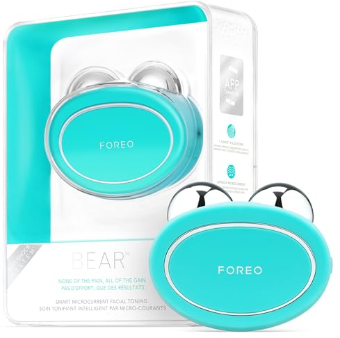 FOREO BEAR Smartes Mikrostrom-Facelifting-Gerät - Gesicht & Jawline Trainer - Nicht-invasives Facelifting - Anti-Aging - Sicher & schmerzlos - Mint