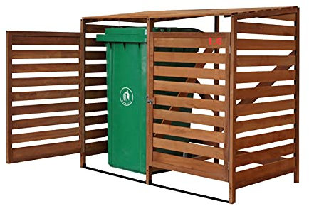LG TRADER Double Wooden Wheelie Bin Store Outdoor Garden Lockable Latched Dustbin Cover Storage Wood Timber Shed Unit Hinged Lid