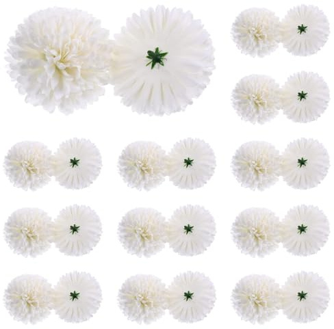 SOIMISS50Pcs Fake Chrysanthemum Flowers Fake Flowers with 7cm Real Touch Silk Flowers for Indoor, Floral Arrangement, Home Decoration (White)