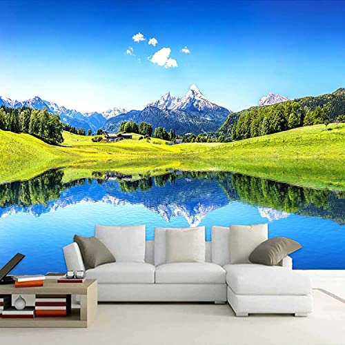 Papel Pintado De Fondo De Tv - Paisaje Natural Lago Azul Papel Tapiz Para Decoración De Sala De Estar Mural 3D Sin Costuras Papel Tapiz Para Sala De Estar Dormitorio Peel And S 140(ancho)x70(alto) cm