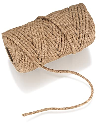 6mm Jute Rope, 164 Feet/50 m Jute Twine, Natural Hemp Rope, Heavy DutyJute Sisal String Cord Rope for DIY Arts Crafts, Gardening, Bundling, Decorating, Cat Scratching Post, Gift Wrapping (6mm x 164ft)