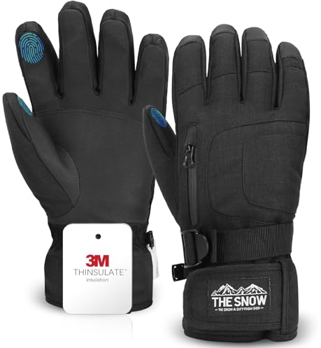 TOUTBIEN Skihandschuhe Herren Damen Wasserdicht Warme Winterhandschuhe rutschfest Winddicht Fahrradhandschuhe Thermo Touchscreen Handschuhe Outdoor für Ski Snowboard Wandern Radfahren Motorrad