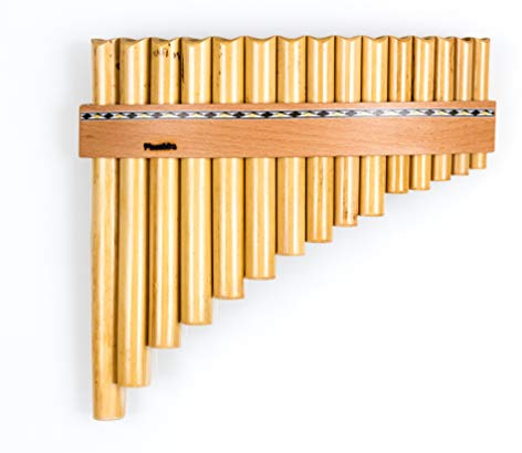 Plaschke Panflöte, Holz-Riemen Design, handgemacht aus Südtirol 15 Töne G-Dur