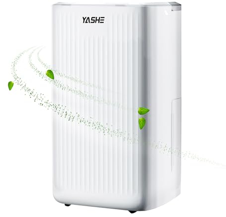 YASHE 12L Dehumidifier with Digital Humidity Display, 2L Tank Laundry Drying Dehumidifiers for Home Damp, Offices, Basements, Bathroom